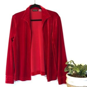 Harve Benard | Red Velvet Open Jacket/Cardigan